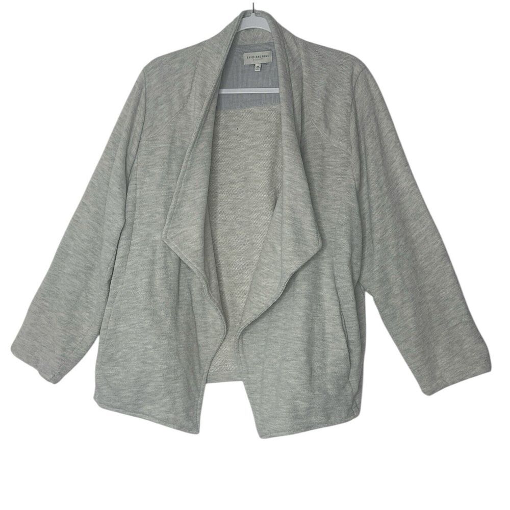 Skies Are Blue Curvy Cardigan Women 3X Knit Open Gray Stretch Packets Outdoor